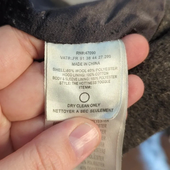 Nixon Grey Wool Long Jacket Winter Woman's Small Brown Leather  Clasp - Picture 6 of 8